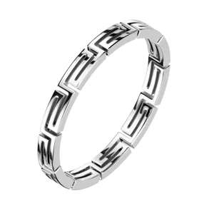 316L acél gyűrű - görög kulcs motívum, ezüst színben  - Nagyság: 67
