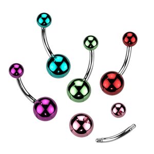 316L sebészeti acél szemöldök piercing - színes akril golyók üvegréteggel - A piercing színe: Piros