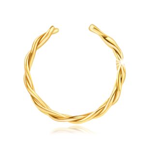 585 sárga arany piercing - duplán fonott kötél mintás fülbevaló