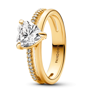 PANDORA aranyozott gyűrű Ragyogó szív  gyűrű 163100C01
