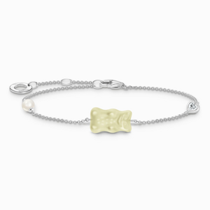 THOMAS SABO x HARIBO karkötő Fehér arany medve és gyöngy  karkötő A2151-052-14
