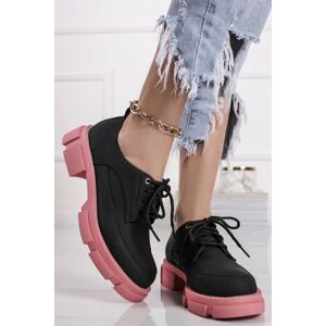 Fekete félcipő rózsaszín cipőtalppal Thais