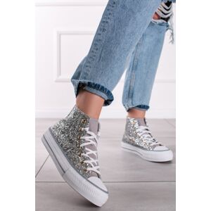 Ezüst színű csillogó boka tornacipő Morissa