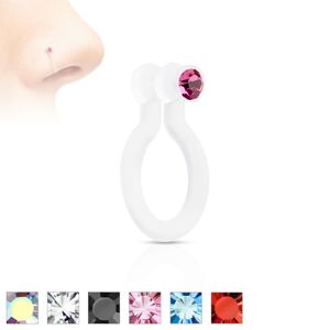 Fake piercing orrba Bioflexből, csillogó cirkónia, különböző színek - A cirkónia színe: Átlátszó - C