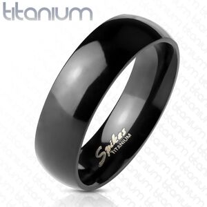 Fekete karikagyűrű titániumból - egyszerű és fényes, 6 mm - Nagyság: 62