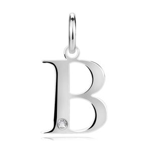 Gyémánt medál 925 ezüstből – nagy B betűvel, kerek briliánsbrilliant