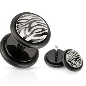 Hamis piercing a fülbe - zebra mintás karika - A piercing színe: Fekete - Fehér