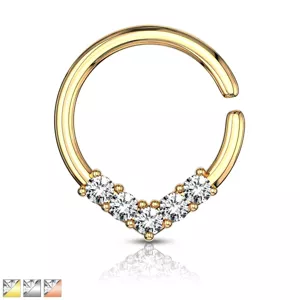 Kerek piercing fülhöz vagy orrhoz - dekoratív korona cirkóniákkal, 1 mm - A piercing színe: Arany