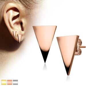 Sebészeti acél fülbevaló, nagy fényes háromszög - Szín: Ezüst