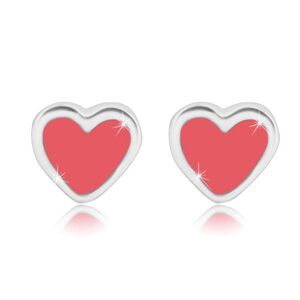 Stekkeres fülbevaló - 925 ezüst, szimmetrikus szív, rózsaszín máz